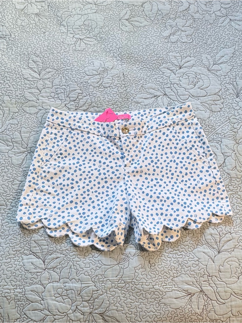 NWT Lilly Pulitzer Buttercup Stretch Shorts Zanzibar Blue Inverse Scalloped~4🧡 - Picture 2 of 11
